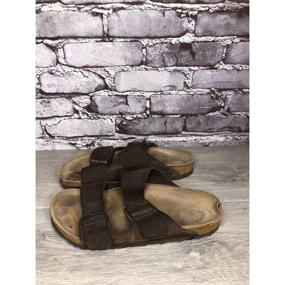 Birkenstock Arizona Mocha Brown Suede Leather Slides Sandals Women Sz 39EU/8.5M - Picture 7 of 16